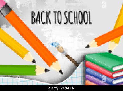 Zurück in der Schule mit der Schule Elemente. Vektor Banner Design. Stock Vektor