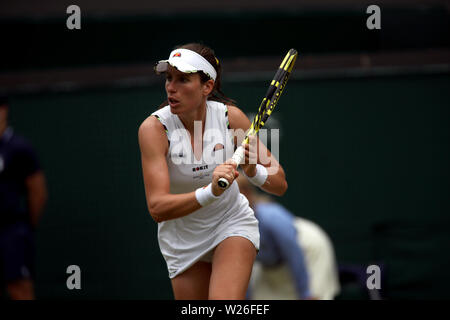 Wimbledon, 6. Juli 2019 - Johanna Konta von Großbritannien bei ihrem Sieg über amerikanische Sloane Stephens in der dritten Runde in Wimbledon. Quelle: Adam Stoltman/Alamy leben Nachrichten Stockfoto