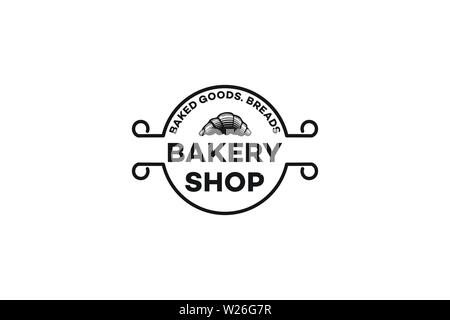 Gebäck, Vintage Bäckerei Logo Stock Vektor