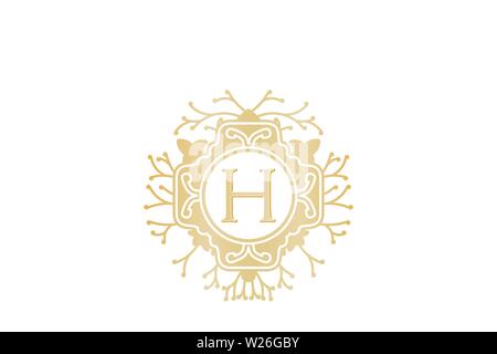 Erste H, Hochzeit boutique Logo Designs Inspiration isoliert auf weißem Hintergrund Stock Vektor