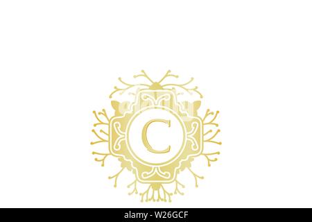Erste C, Hochzeit boutique Logo Designs Inspiration isoliert auf weißem Hintergrund Stock Vektor