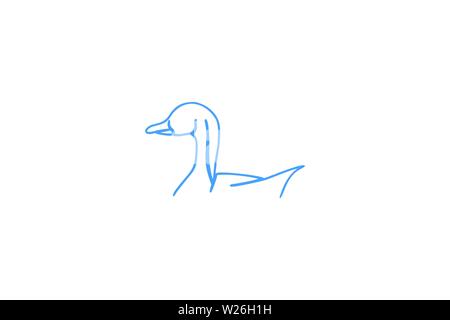 Swan Mono Line Logo Designs Inspiration isoliert auf weißem Hintergrund Stock Vektor