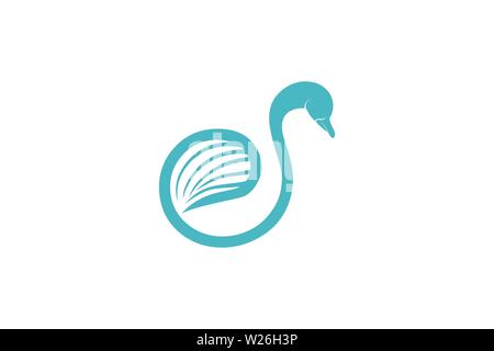 Buchstabe S Swan Logo Designs Inspiration isoliert auf weißem Hintergrund Stock Vektor