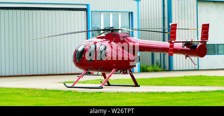 Rot Hubschrauber landete Weg zeigt Stockfoto