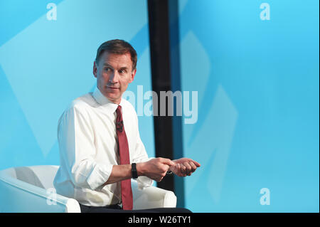 Konservative Partei Führung Kämpfer Jeremy Hunt während einer Tory Führung Hustings an der Aller Nationen in Cardiff. Stockfoto