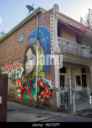 Street Art Graffiti im Melbourner Fitzroy District Stockfoto