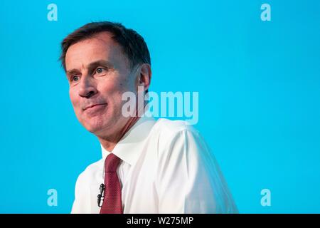 Cardiff, Wales, UK. 06 Juli, 2019. Cardiff, Wales, UK. 6. Juli 2019. Jeremy Hunt während des Wales Hustings der Konservativen Parteiführung Wahl beim All Nations. Credit: Mark Hawkins/Alamy leben Nachrichten Stockfoto