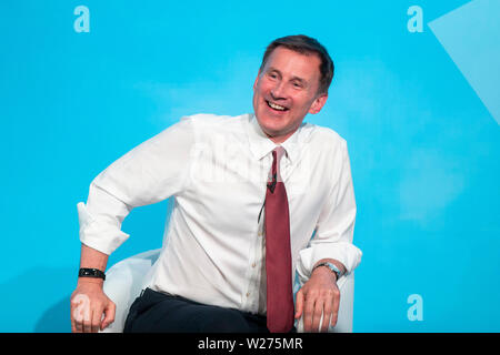 Cardiff, Wales, UK. 06 Juli, 2019. Cardiff, Wales, UK. 6. Juli 2019. Jeremy Hunt während des Wales Hustings der Konservativen Parteiführung Wahl beim All Nations. Credit: Mark Hawkins/Alamy leben Nachrichten Stockfoto