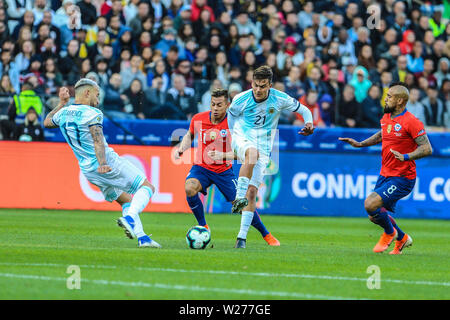 Brasilien. 6. Juli, 2019. Spiel der Partie zwischen Argentinien X Chile gültig für dritten Platz Streit der Copa America 2019, in der Arena Korinther, in SÃ £ o Paulo, diesen Samstag (06.). Foto: Geraldo Bubniak Credit: Geraldo Bubniak/ZUMA Draht/Alamy leben Nachrichten Stockfoto