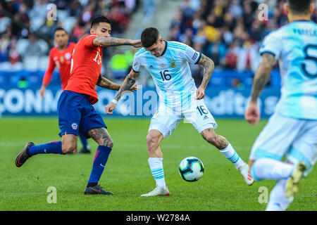 Brasilien. 6. Juli, 2019. Spiel der Partie zwischen Argentinien X Chile gültig für dritten Platz Streit der Copa America 2019, in der Arena Korinther, in SÃ £ o Paulo, diesen Samstag (06.). Foto: Geraldo Bubniak Credit: Geraldo Bubniak/ZUMA Draht/Alamy leben Nachrichten Stockfoto