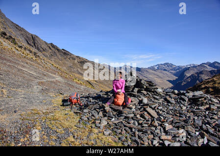 Trekking in der Cordillera Real mountain range, Bolivien Stockfoto