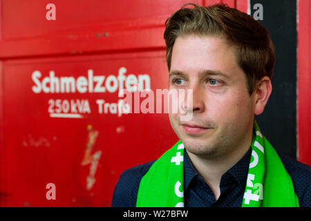 Dortmund, Deutschland, 21. Juni 2019: KEVIN KUEHNERT auf einem Podium der 37. Deutsche Evangelische Kirchentag. Kuehnert (1. Juli 1989 in Berlin) ist ein deutscher Politiker der SPD Sozialdemokratische Partei. Seit 24. November 2017 ist er Bundesvorsitzender der Jungsozialisten (juso) Stockfoto