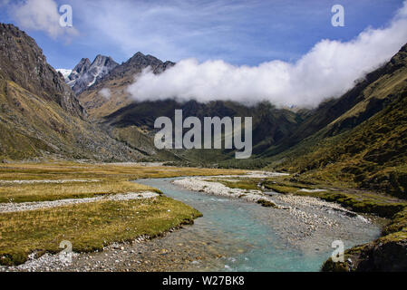 Landschaft entlang der Cordillera Real mountain range, Bolivien Stockfoto