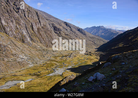 Landschaft entlang der Cordillera Real mountain range, Bolivien Stockfoto