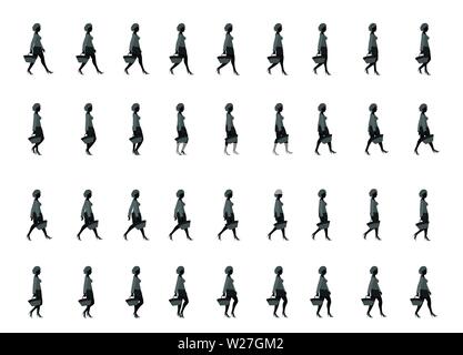 Girl Walk Cycle Animation Sprites, Loop Animation Sprite Sheet Vector Stock Vektor