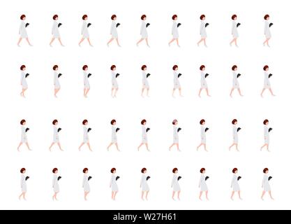 Business Girl Walk Cycle Animation Sprites, Loop Animation Sprite Sheet Vector Stock Vektor