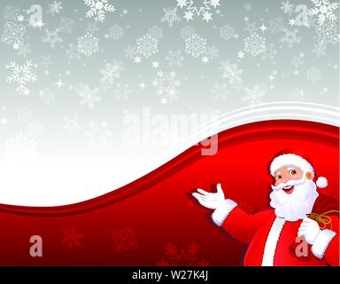 Weihnachtsmann im Weihnachtshintergrund, Snowflake Hintergrund, Stock Vektor