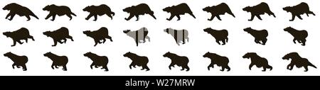 Bear Run Cycle Animationsframes, Loop Animation Sequence Sprite Sheet Stock Vektor