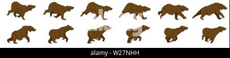 Bear Run Cycle Animationsframes, Loop Animation Sequence Sprite Sheet Stock Vektor