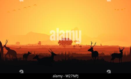 Vektor-Set aus Hirsch-Silhouette Stock Vektor