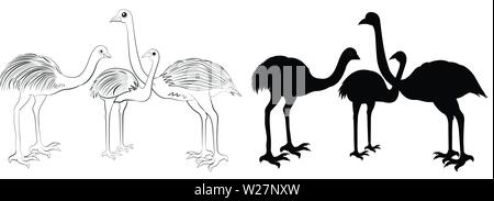 EMU Vector Silhouette Set Stock Vektor