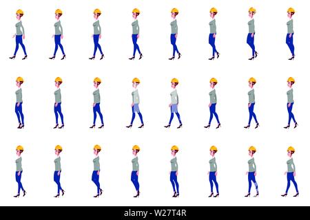 Animationssequenz für den Laufzyklus von Ingenieuren, Sprite Sheet für die Schleifenanimation Stock Vektor