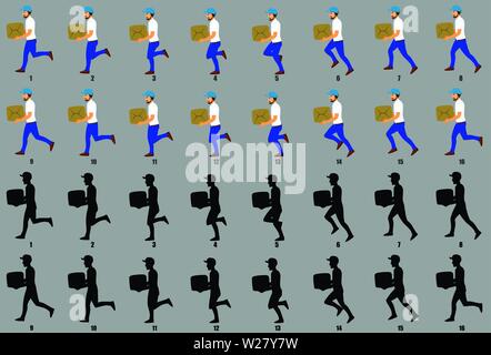 Policce man Run Cycle Animationssequenz Stock Vektor