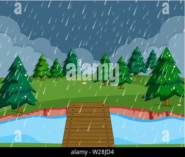 Flache regnet Natur Landschaft illustration Stock Vektor