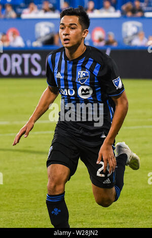 Montreal, QC, Kanada. 06 Juli, 2019. Blick auf Montreal Impact Mittelfeldspieler Mathieu Choiniere (29) Während der Minnesota United FC am Montreal Impact Spiel bei Saputo Stadium in Montreal, QC, Kanada. David Kirouac/CSM/Alamy leben Nachrichten Stockfoto