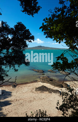 Rangitoto Island von North Head historischen Finden, Devonport, Auckland, Nordinsel, Neuseeland gesehen Stockfoto