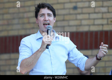 Justin Trudeau kommt in London Ontario zu Sunfest 2019 Stockfoto