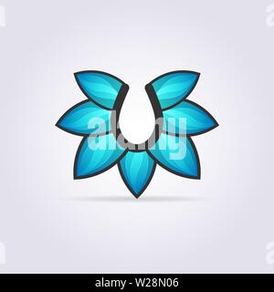 Kreative leaf Logo mit dem Buchstaben U Vector Illustration Design Clipart Symbol Logo Vorlage. Stock Vektor