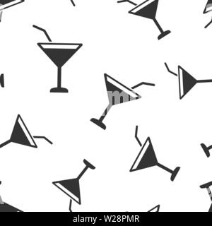 Alkohol cocktail Icon nahtlose Muster Hintergrund. Getränke Glas Vector Illustration auf weißem Hintergrund isoliert. Martini liquid Geschäftskonzept. Stock Vektor