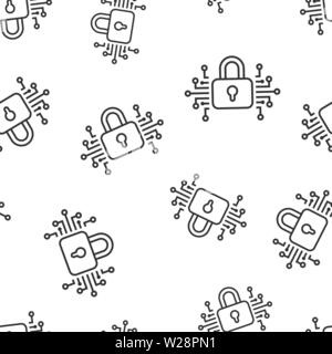 Cyber Security Icon nahtlose Muster Hintergrund. Bügelschloss Vector Illustration auf weißem Hintergrund isoliert gesperrt. Geschlossen passwort Business Konzept. Stock Vektor