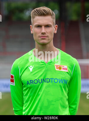 Berlin, Deutschland. 06 Juli, 2019. Fußball, Bundesliga: 1.FC Union Berlin Foto Session für die Saison 2019/20. Moritz Nicolas Credit: Andreas Gora/dpa/Alamy leben Nachrichten Stockfoto