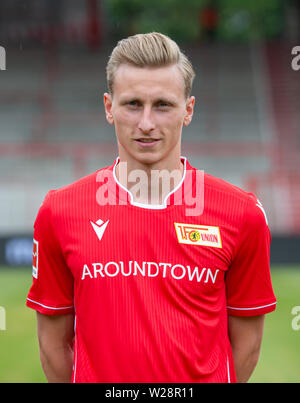 Berlin, Deutschland. 06 Juli, 2019. Fußball, Bundesliga: 1.FC Union Berlin Foto Session für die Saison 2019/20. Joshua Mees Credit: Andreas Gora/dpa/Alamy leben Nachrichten Stockfoto