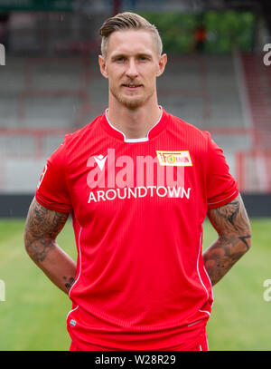 Berlin, Deutschland. 06 Juli, 2019. Fußball, Bundesliga: 1.FC Union Berlin Foto Session für die Saison 2019/20. Sebastian Polter Credit: Andreas Gora/dpa/Alamy leben Nachrichten Stockfoto