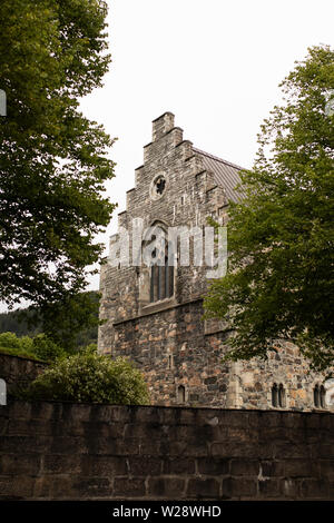 Das Äußere von König Håkon's Hall, eine historische königliche Residenz und schlemmen Halle in Bergen, Norwegen. Stockfoto