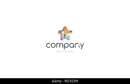 Ein Vektor Logo auf eine abstrakte Bild eines Sternes, der sich aus farbigen geometrischen Formen. Stock Vektor