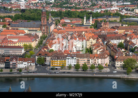 Stadtansicht Würzburg von der Festung Marienberg Würzburg gesehen, Unterfranken, Bayern, Deutschland | Würzburg Stadt Blick von der Festung Ma gesehen Stockfoto