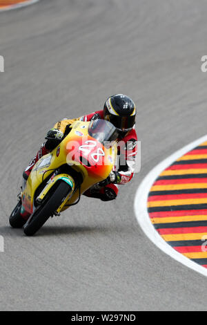 Hohenstein Ernstthal, Deutschland. 07 Juli, 2019. Motorsport / Motorrad Grand Prix von Deutschland auf dem Sachsenring Moto3: Der Fahrer Dirk Geiger (Deutschland, Kiefer Racing Team) treibt über den Track. Kredite: Jan Woitas/dpa-Zentralbild/dpa/Alamy leben Nachrichten Stockfoto