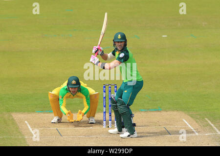 MANCHESTER, England. 06. JULI 2019: Faf du Plessis von Südafrika batting Während der Australien v Südafrika, ICC Cricket World Cup Match, in Old Trafford, Manchester, England. Stockfoto