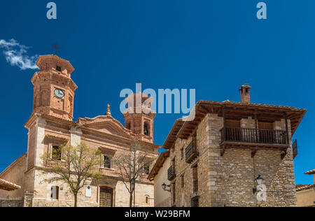 Kirche Nuestra Señora de la Asunción, Villarluengo, die Stille Route, Maestrat (Maestrazgo) Region, Provinz Teruel, Aragon, Spanien Stockfoto