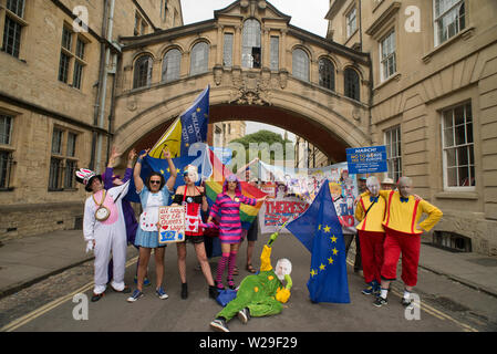 Vom 6. Juli 2019 - Oxford, UK-Mad Hatters Tea Party an der Seufzerbrücke, Oxford mit Madeleina Kay. Hertford Brücke, oft als "Die Seufzerbrücke', ist ein skyway verbindet zwei Teile von Hertford College in New College in Oxford, England. Stockfoto