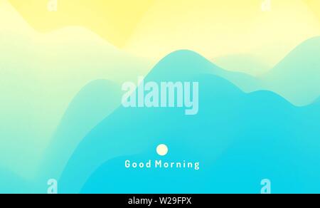 Landschaft mit Bergen und Sonne. Sunrise. Bergige Gelände. Zusammenfassung Hintergrund. Vector Illustration. Stock Vektor