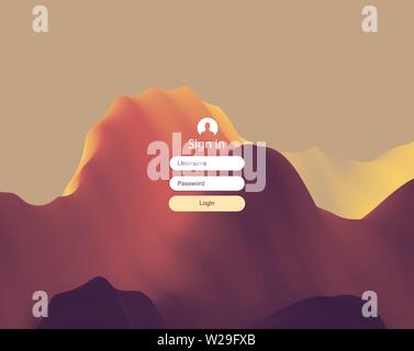 Login User Interface. Moderne Screen Design für mobile App und Web Design. Farbverlauf Hintergrund. Website Element. Vector Illustration. Stock Vektor