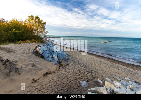 Friedhof der Großen Seen. Whitefish Point ist Teil der shipwreck Küste des Lake Superior aufgrund der vielen Schiffswracks aus dieser Küste. Stockfoto