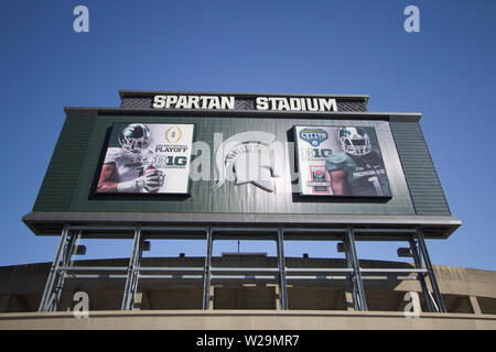 East Lansing, Michigan, USA - 17. September 2018: Die Außenseite des Spartan Stadium an der Michigan State University Campus. Stockfoto