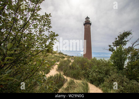 Wenig Sable Leuchtturm auf dem Michigan See Küste in Silver Lake State Park in der Unteren Halbinsel von Michigan. Stockfoto