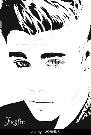Justin Bieber Abbildung. Justin Bieber tattoo Stockfoto